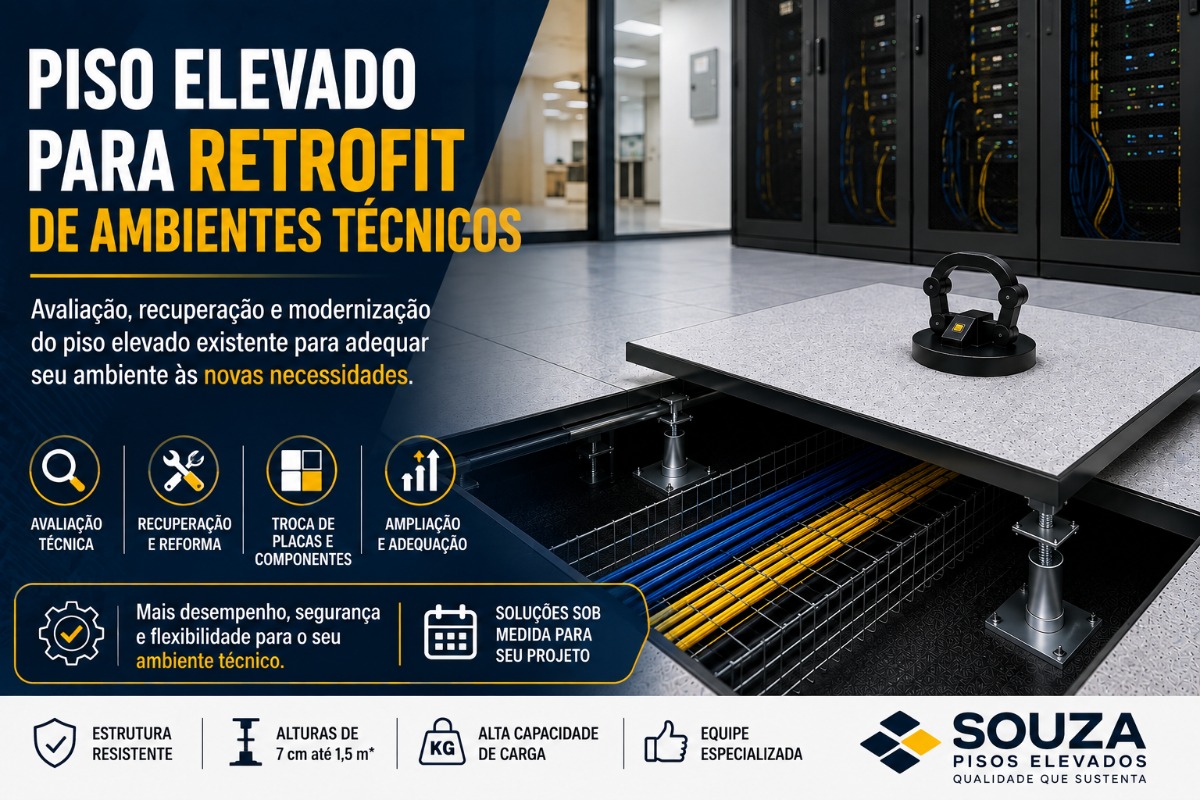 Piso Elevado para Retrofit de Ambientes Técnicos | Souza Pisos