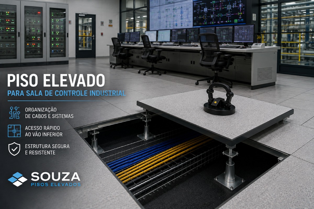 Piso Elevado para Sala de Controle Industrial | Souza Pisos