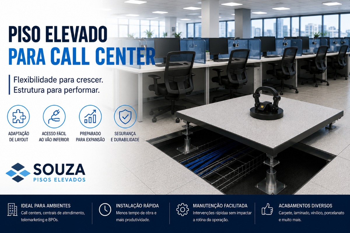 Piso Elevado para Centro de Operações | Souza Pisos