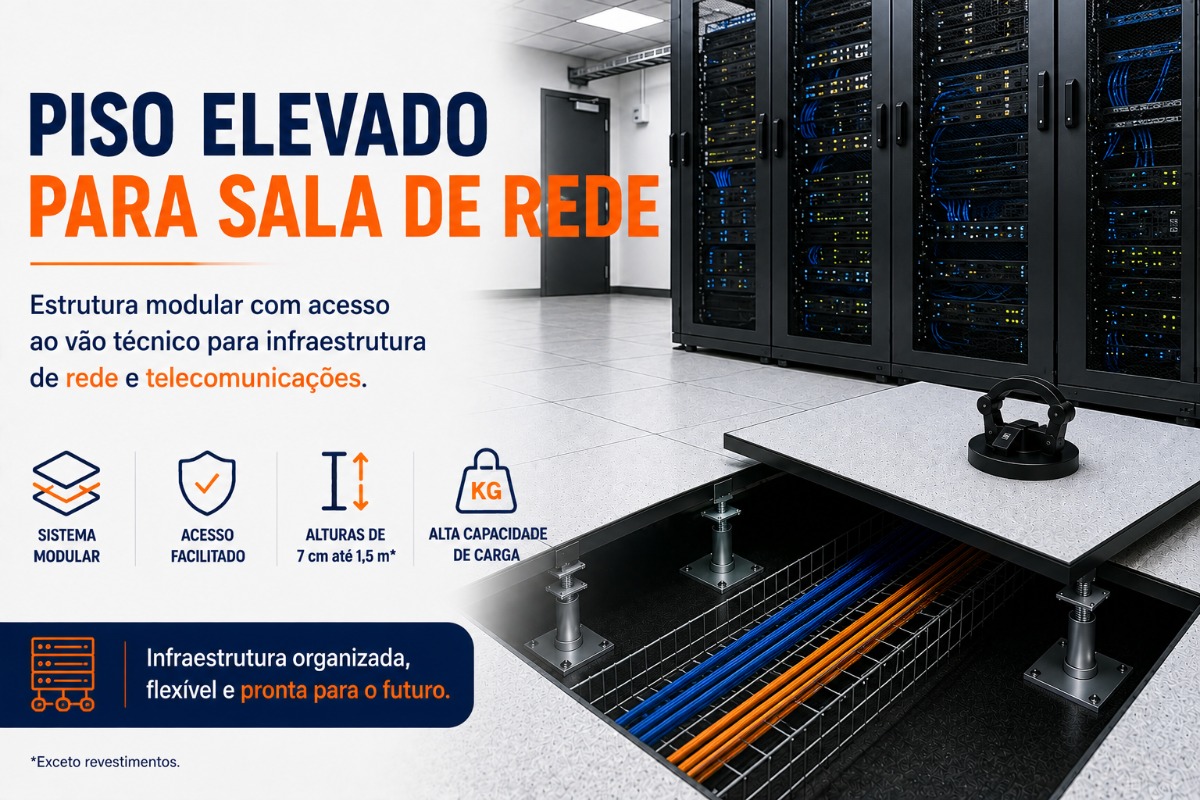 Piso Elevado para Sala de Rede | Souza Pisos Elevados