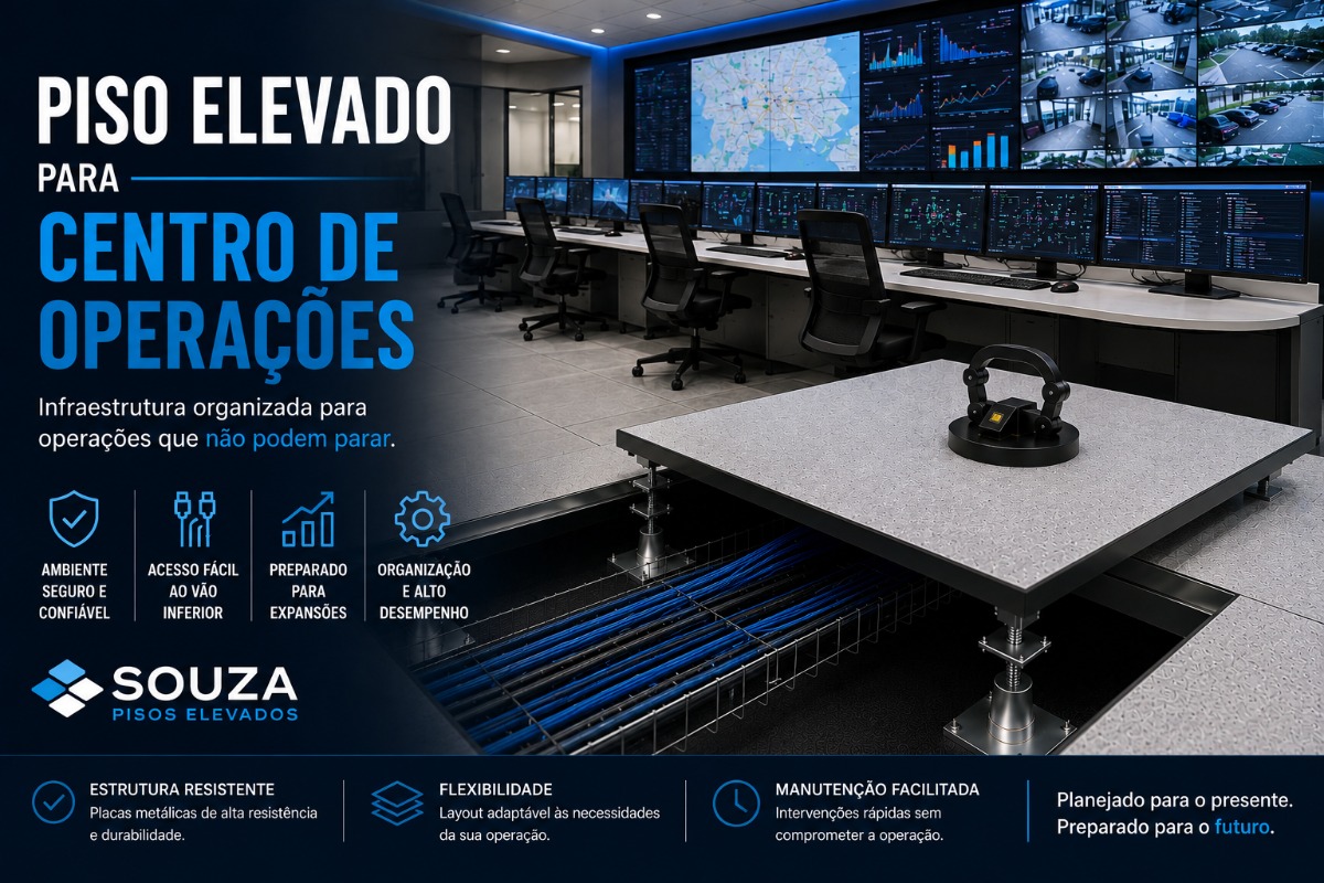 Piso Elevado para Sala de Supervisão Industrial | Souza Pisos