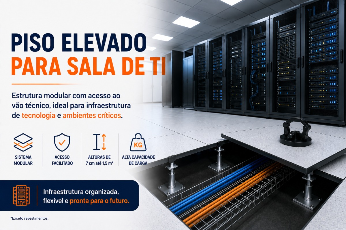 Piso Elevado para Sala de TI | Souza Pisos Elevados